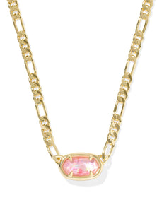 ELISA FIGARO CHAIN SHORT PENDANT NECKLACE GOLD PINK IRIDESCENT MOTHER OF PEARL