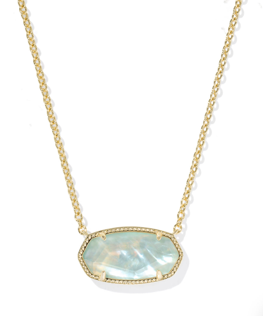 ELISA STATEMENT SHORT PENDANT NECKLACE - GOLD LIGHT BLUE ILLUSION