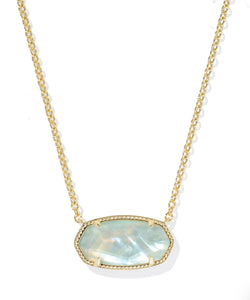 ELISA STATEMENT SHORT PENDANT NECKLACE - GOLD LIGHT BLUE ILLUSION
