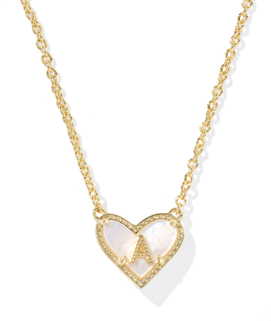 ARI HEART LETTER SHORT PENDANT NECKLACE - A