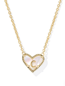 ARI HEART LETTER SHORT PENDANT NECKLACE - C