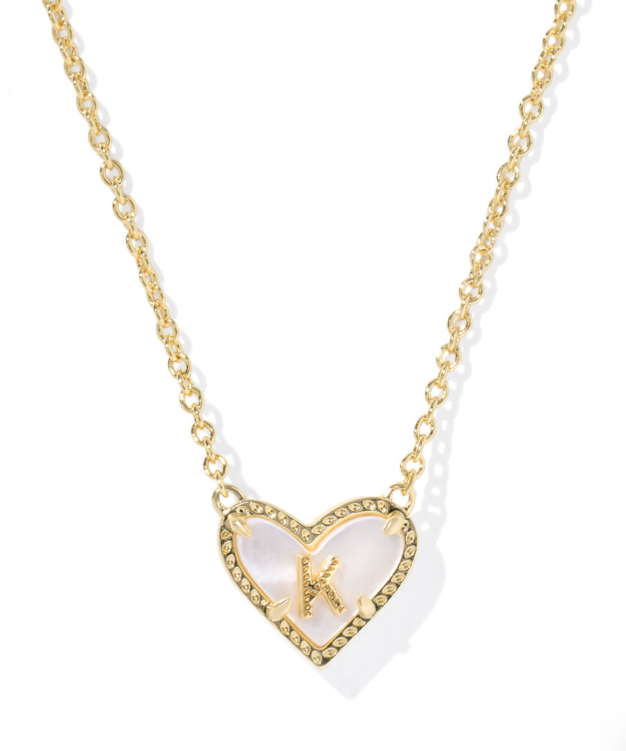 ARI HEART LETTER SHORT PENDANT NECKLACE - K