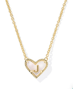 ARI HEART LETTER SHORT PENDANT NECKLACE - J