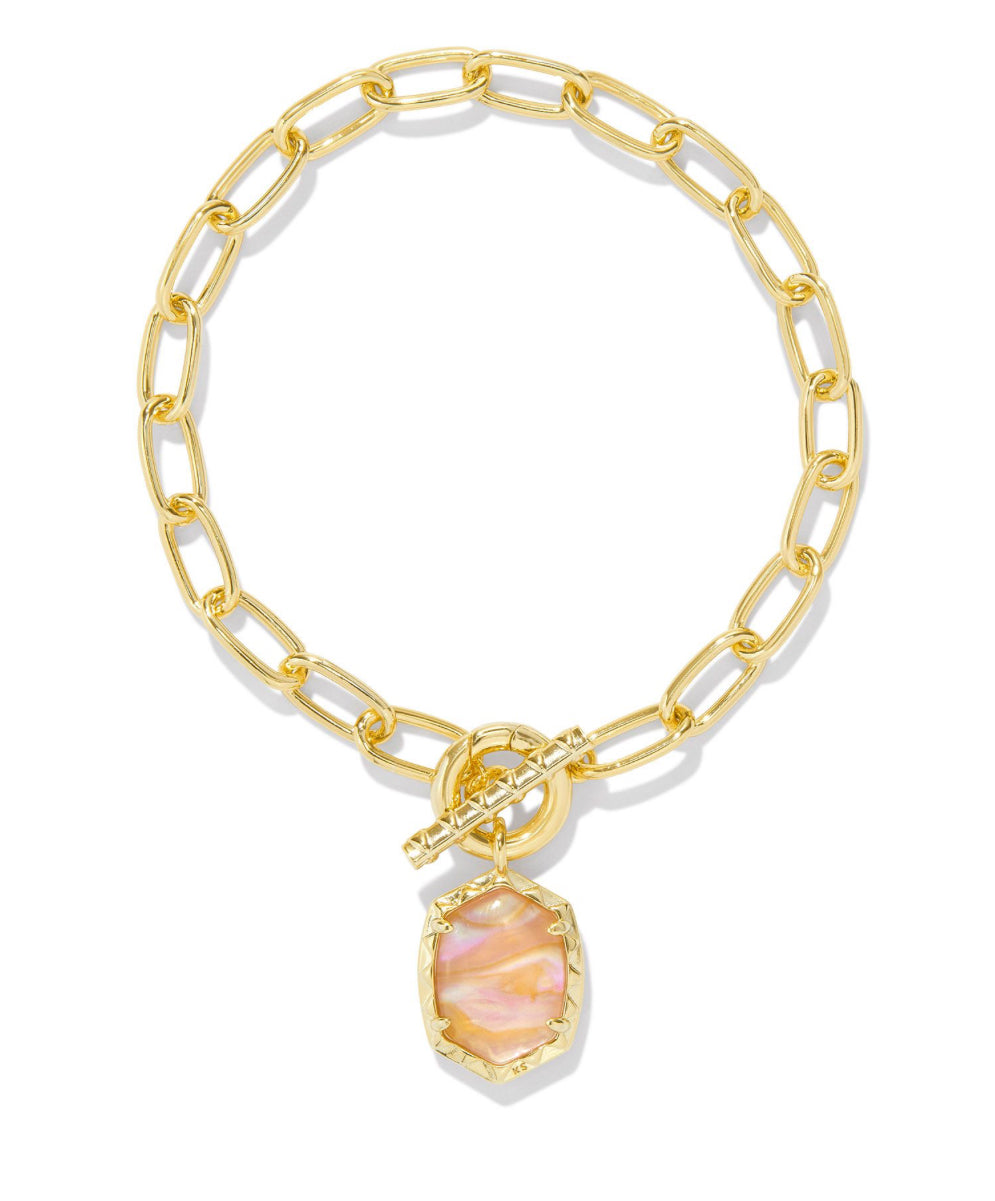 DAPHNE LINK AND CHAIN BRACELET - Pink Iridescent Abalone  limited edition