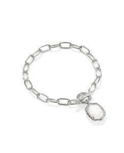 DAPHNE LINK AND CHAIN BRACELET - Mother of Pearl sliver tone rhodium plated