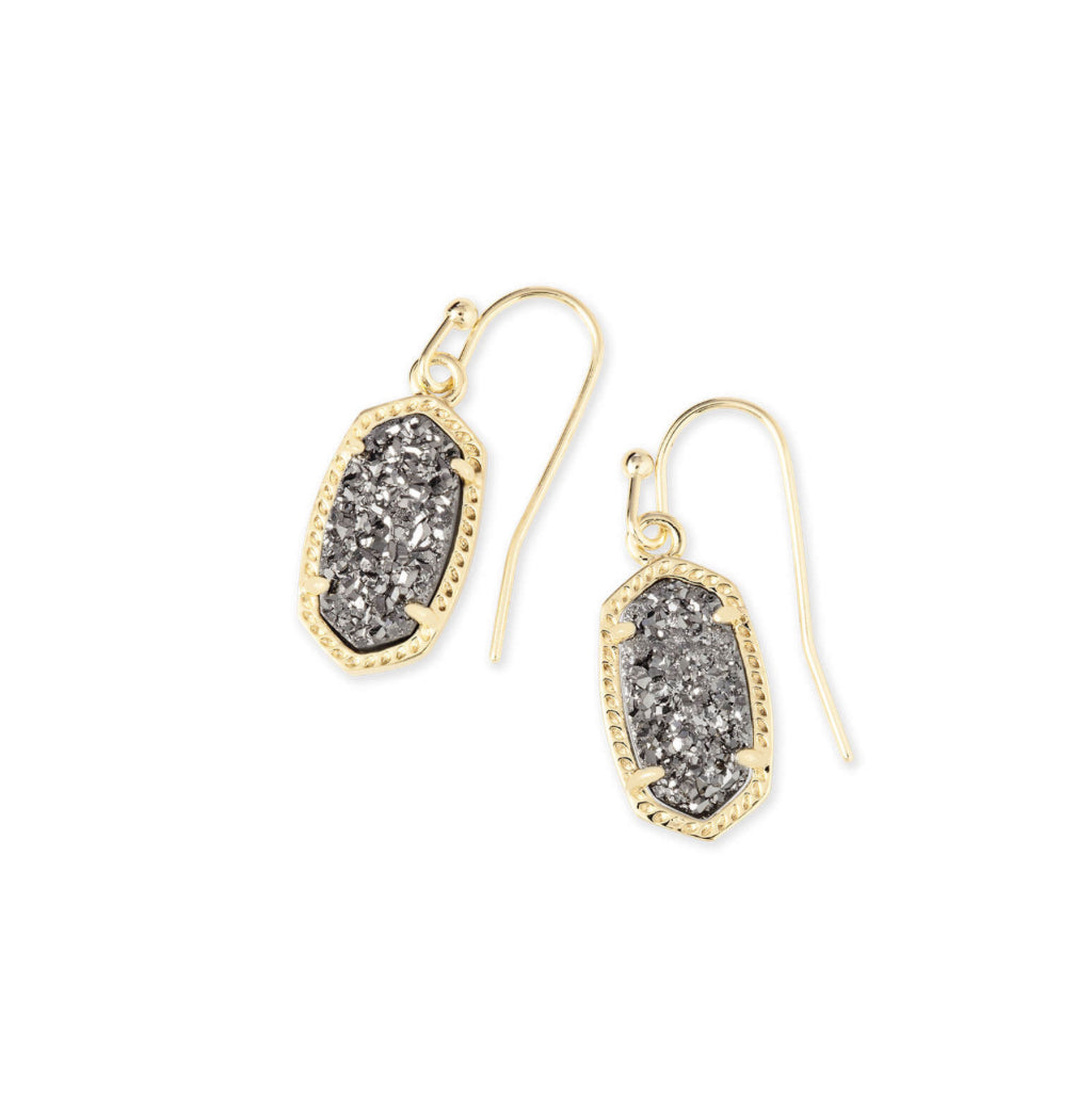 LEE DROP EARRINGS GOLD PLATINUM DRUSY