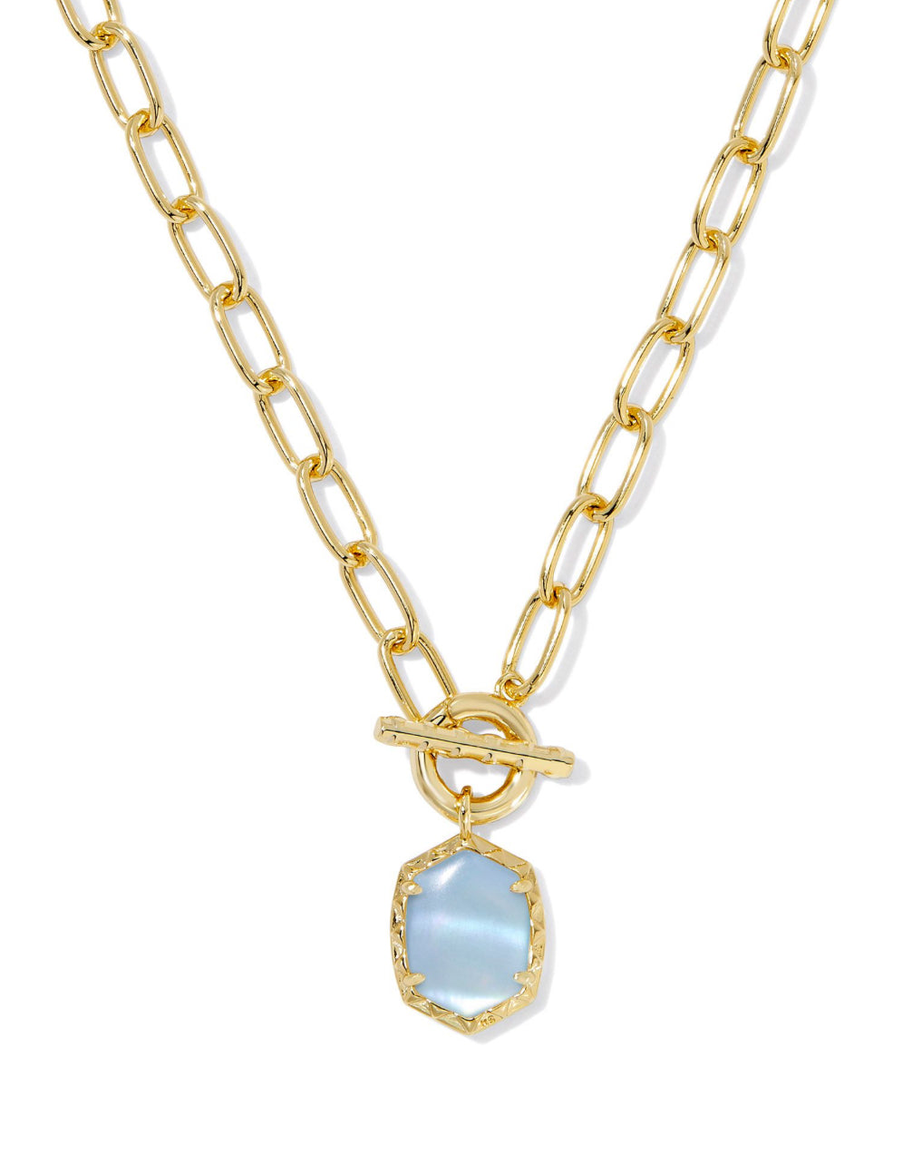 DAPHNE LINK AND CHAIN NECKLACE - BLUE MOTHER OF PEARL