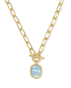 DAPHNE LINK AND CHAIN NECKLACE - BLUE MOTHER OF PEARL