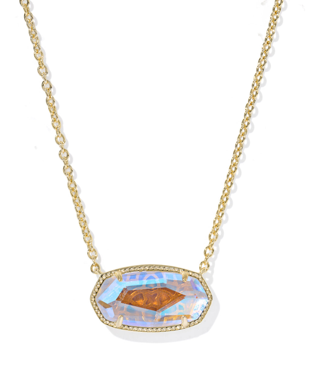 ELISA STATEMENT SHORT PENDANT NECKLACE - GOLD DICHROIC GLASS