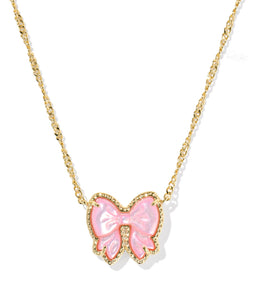 HALEY BOW SHORT PENDANT NECKLACE GOLD BLUSH IVORY MOTHER OF PEARL - GOLD BLUSH IVORY MOTHER OF PEARL