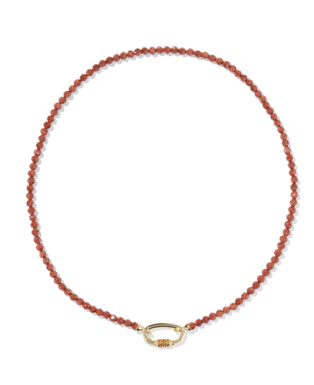 EMERY BEADED STRAND NECKLACE - GOLD ORANGE GOLDSTONE