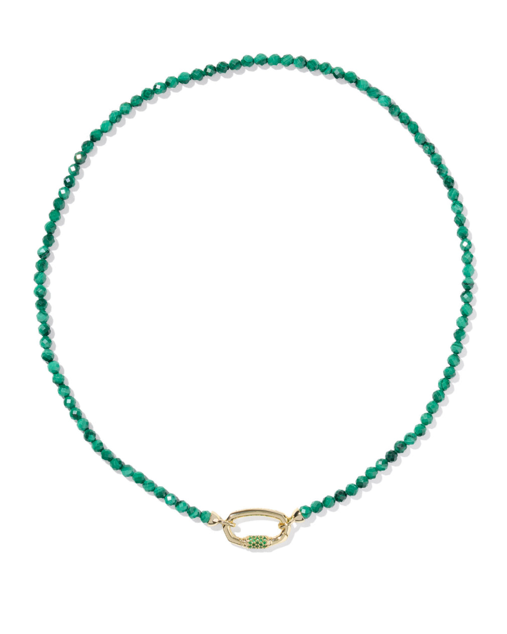 EMERY BEADED STRAND NECKLACE - GOLD GREEN MALACHITE