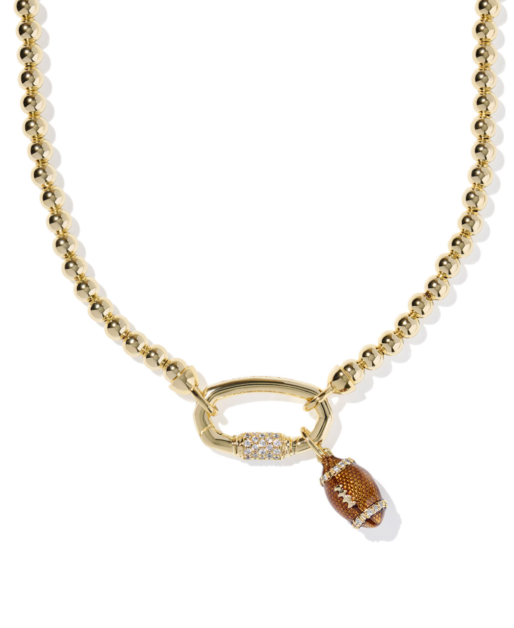 FOOTBALL METAL STRAND NECKLACE GOLD WHITE CZ