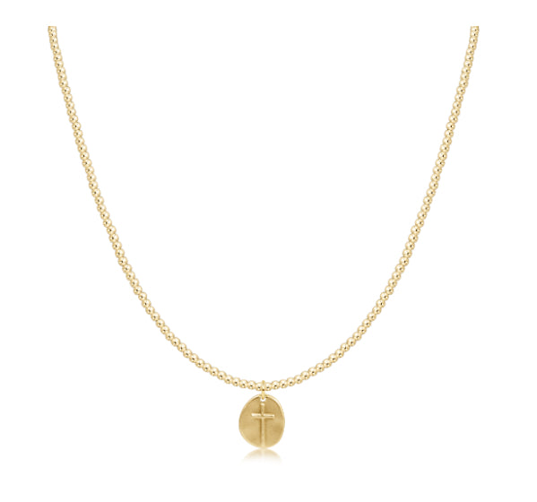 enewton - 17" Choker Classic Gold 2mm Bead Inspire Small Gold tone cross charm