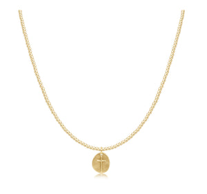 enewton - 17" Choker Classic Gold 2mm Bead Inspire Small Gold tone cross charm