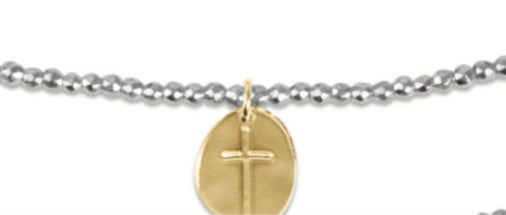 Enewton - 17" Choker Bright Silver Faceted Hematite 2mm Bead Inspire small gold charm