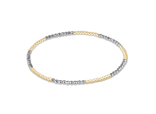 enewton - 6.25" Classic Blissful Pattern 2mm Bead Bracelet Goldfilled with 2mm Bright Silver faceted beads