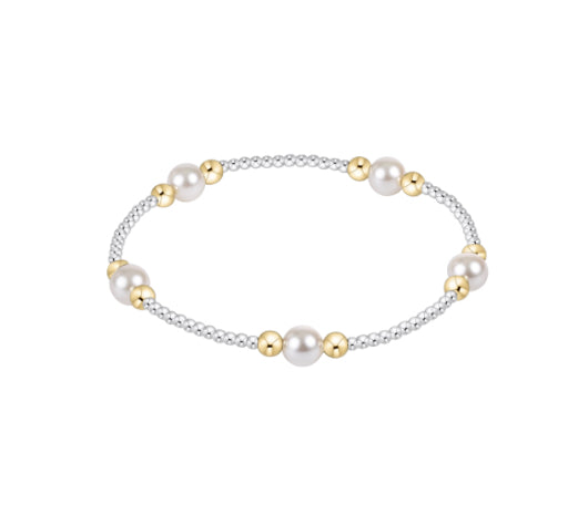 enewton - 6.25" Classic Purpose Pattern 6mm Bead Bracelet - Pearl Mixed Metal