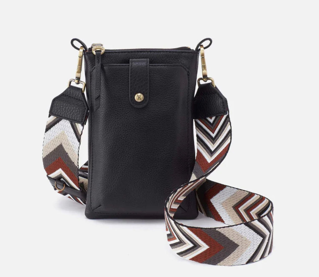 Cass Phone Crossbody- Black chevron strap
