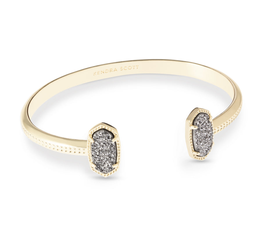 ELTON CUFF BRACELET GOLD PLATED WITH DRUSY IN PLATINUM COLOR  - KENDRA SCOTT