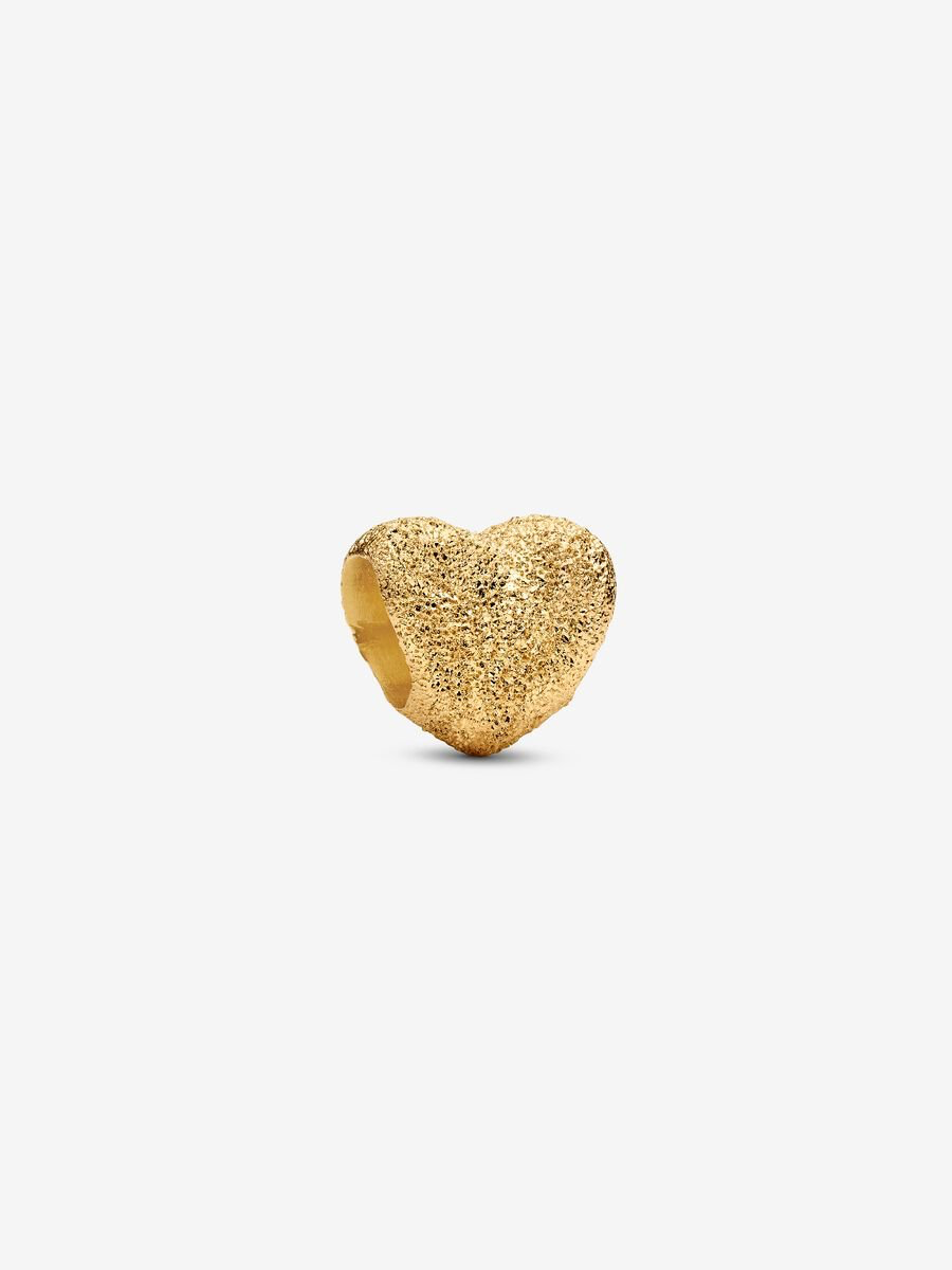 Pandora - Textured Mini Heart Charm 14 karat gold plated 764000C00