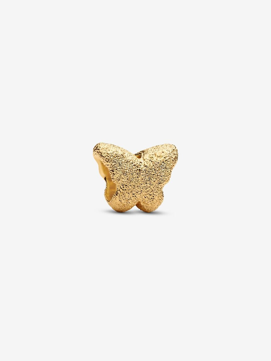 Pandora - TEXTURED BUTTERFLY  Mini Charm 14 karat gold plated 764046C00