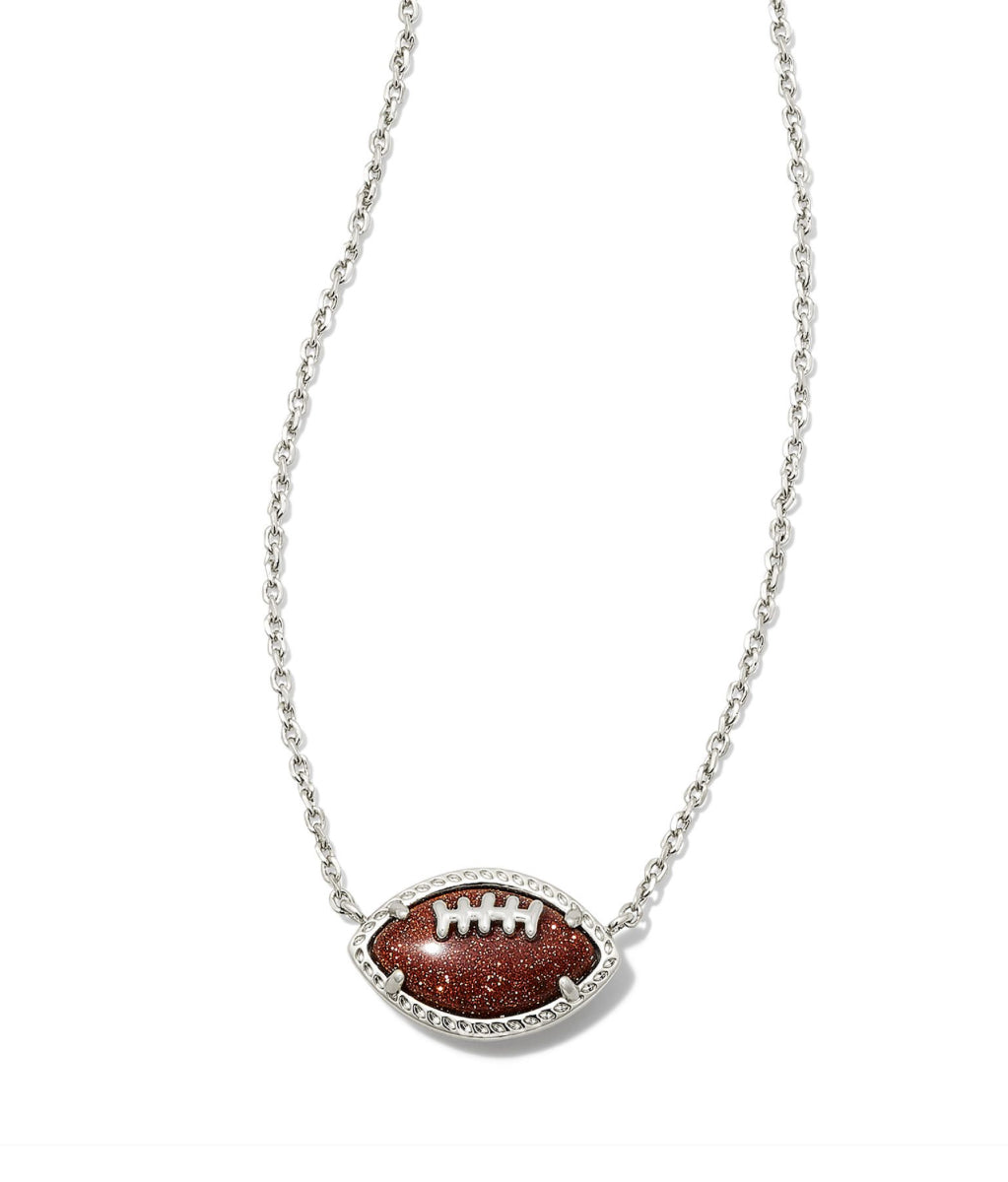 FOOTBALL SHORT PENDANT NECKLACE SILVER TONE - KENDRA SCOTT