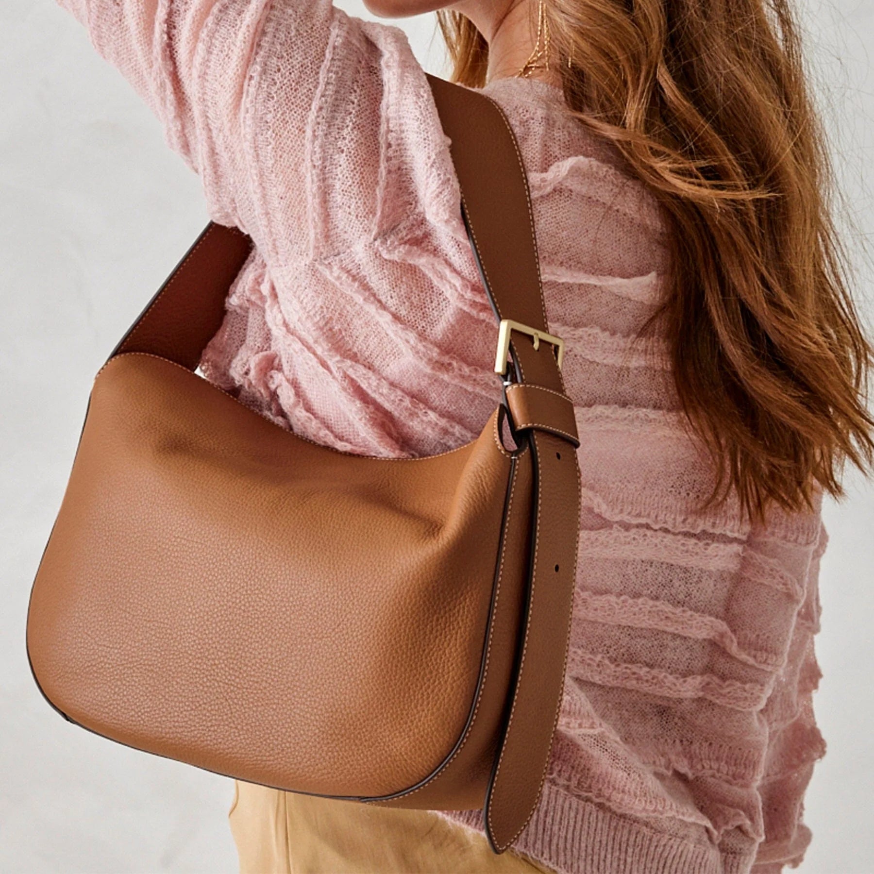 Tifton Shoulder Bag Leather -  Roasted Pecan  - Vera Bradley