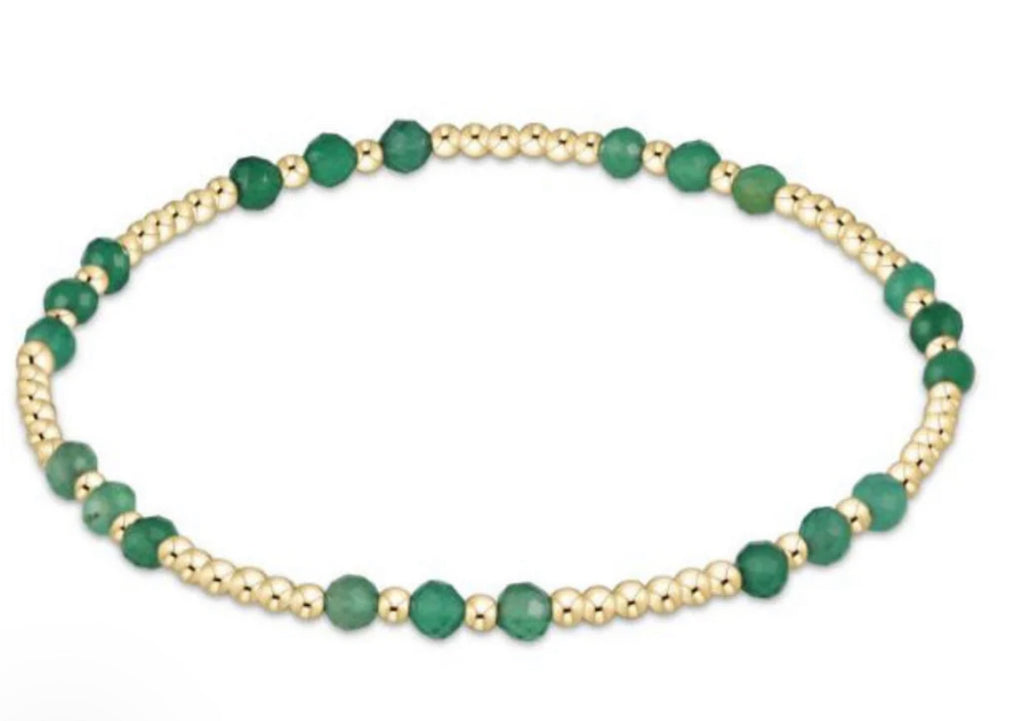 ENEWTON -  6.25" Gemstone Gold JOY Pattern 3mm Bead Bracelet - GREEN ONYX