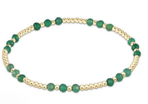 ENEWTON -  6.25" Gemstone Gold JOY Pattern 3mm Bead Bracelet - GREEN ONYX