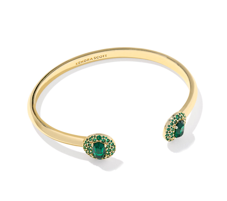 BELLA CUFF BRACELET GOLD TONE W/ GREEN CRYSTAL - KENDRA SCOTT