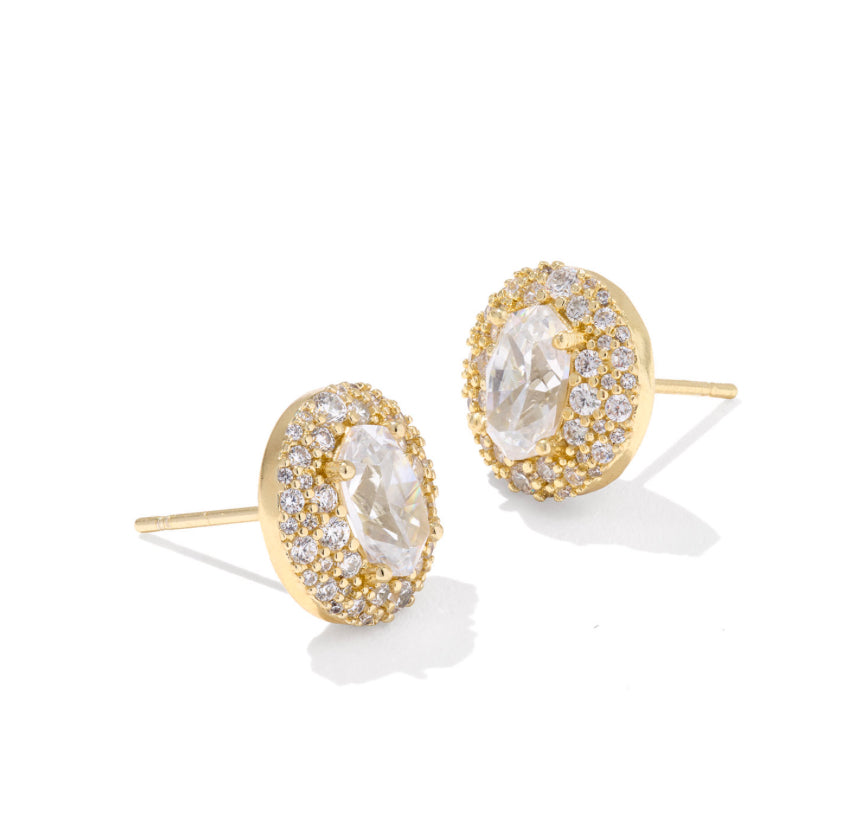 BELLA STUD EARRINGS  GOLD TONE W/ CZ WHITE -KENDRA SCOTT