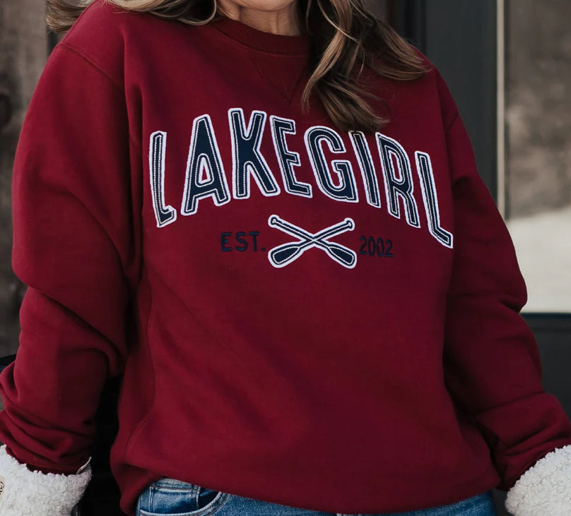 LAKEGIRL - Sanded Fleece Crewneck - CRANBERRY FCN002-CRANBRY