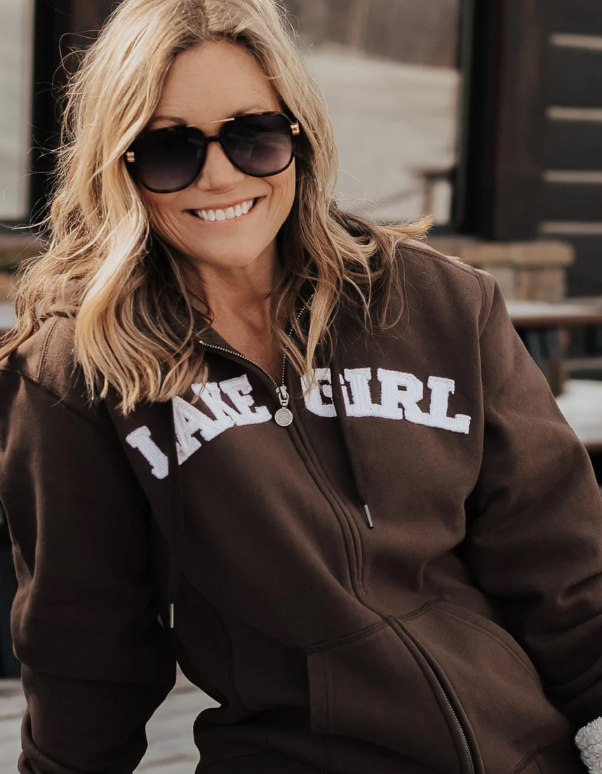 LAKEGIRL - FULL ZIP HOODIE - CHOCOLATE