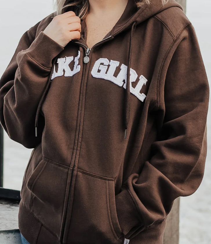 LAKEGIRL - FULL ZIP HOODIE - CHOCOLATE