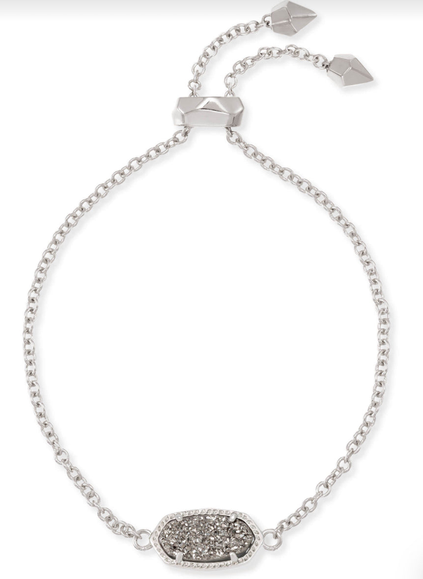 ELAINA DELICATE CHAIN BRACELET WITH RHODIUM PATINUM DRUSY - KENDRA SCOTT - Rhodium over brass