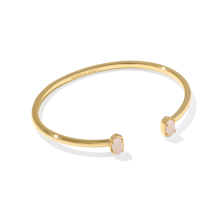 EMILIE CRYSTAL CUFF BRACELET - GOLD PLATED WITH GOLD SAND DRUSY