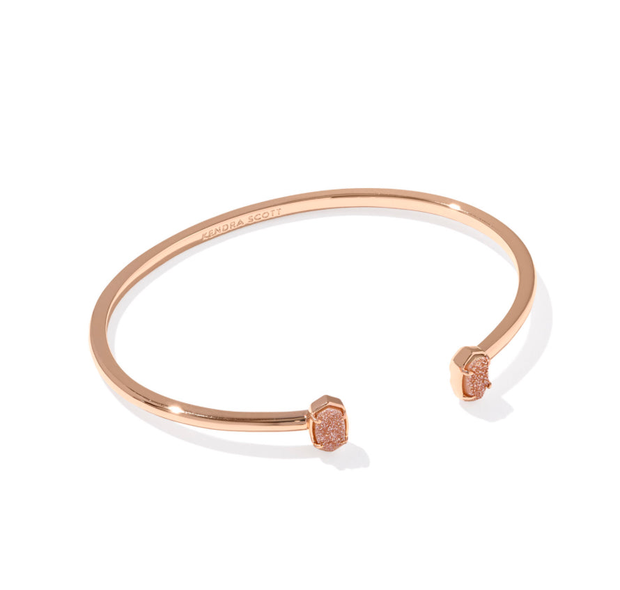 EMILIE CRYSTAL CUFF BRACELET - ROSE GOLD PLATED WITH GOLD SAND DRUSY