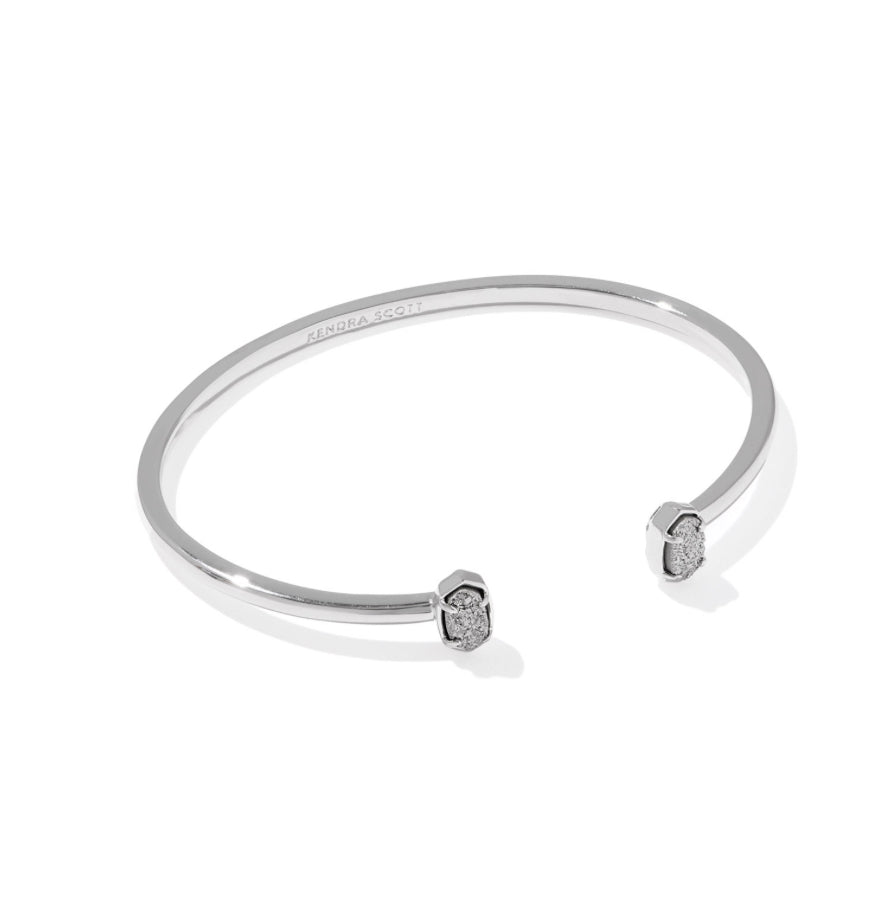 EMILIE CUFF BRACELET - RHODIUM PLATED WITH PLATINUM DRUSY