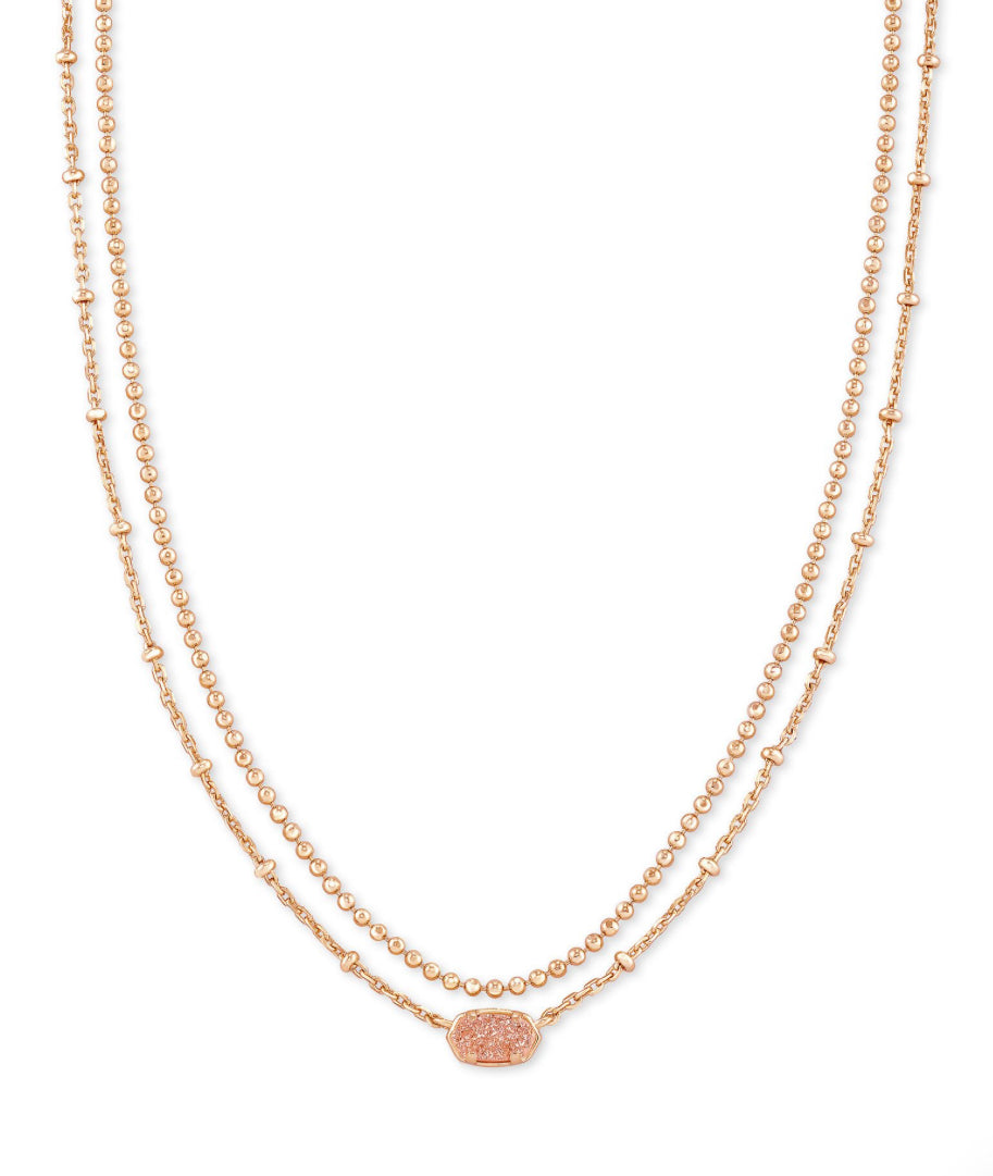 EMILIE MULTI STRAND NECKLACE - ROSE GOLD SAND DRUSY