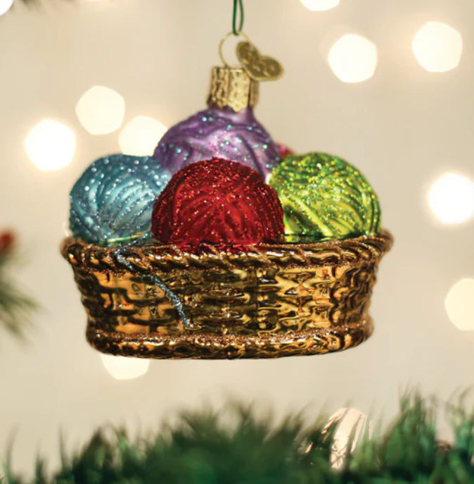 BASKET OF YARN ORNAMENT - Old World Christmas
