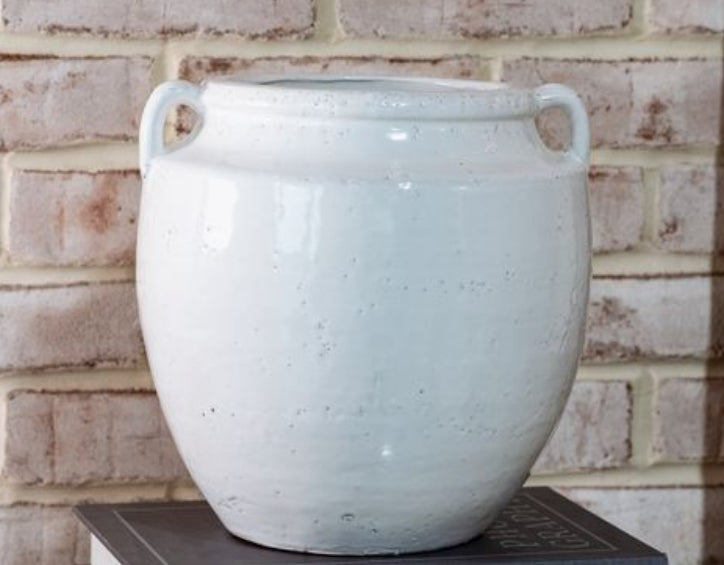 10"H WHITE DOUBLE EAR VASE