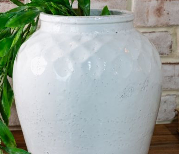 10.5"H WHITE HONEYCOMB VASE