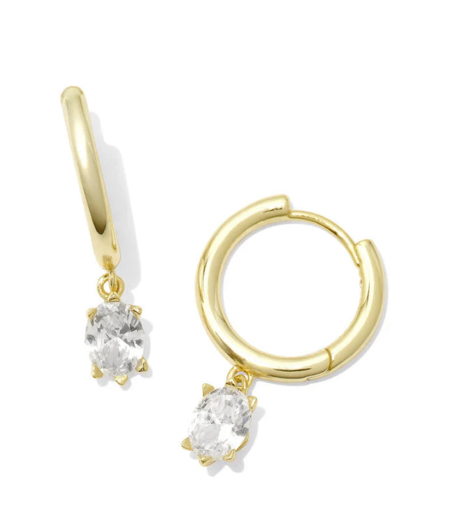 CAILIN HUGGIE EARRINGS WITH SINGLE CLEAR STONE  - KENDRA SCOTT