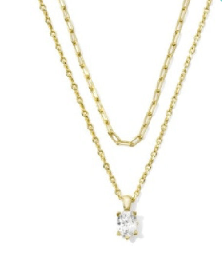 CAILIN MULTI STRAND NECKLACE  WITH SINGLE CLEAR STONE  - KENDRA SCOTT (Copy)