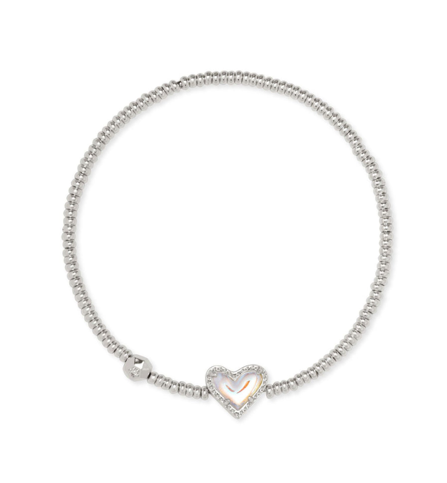 ARI HEART STRETCH BRACELET - DICHRONIC GLASS