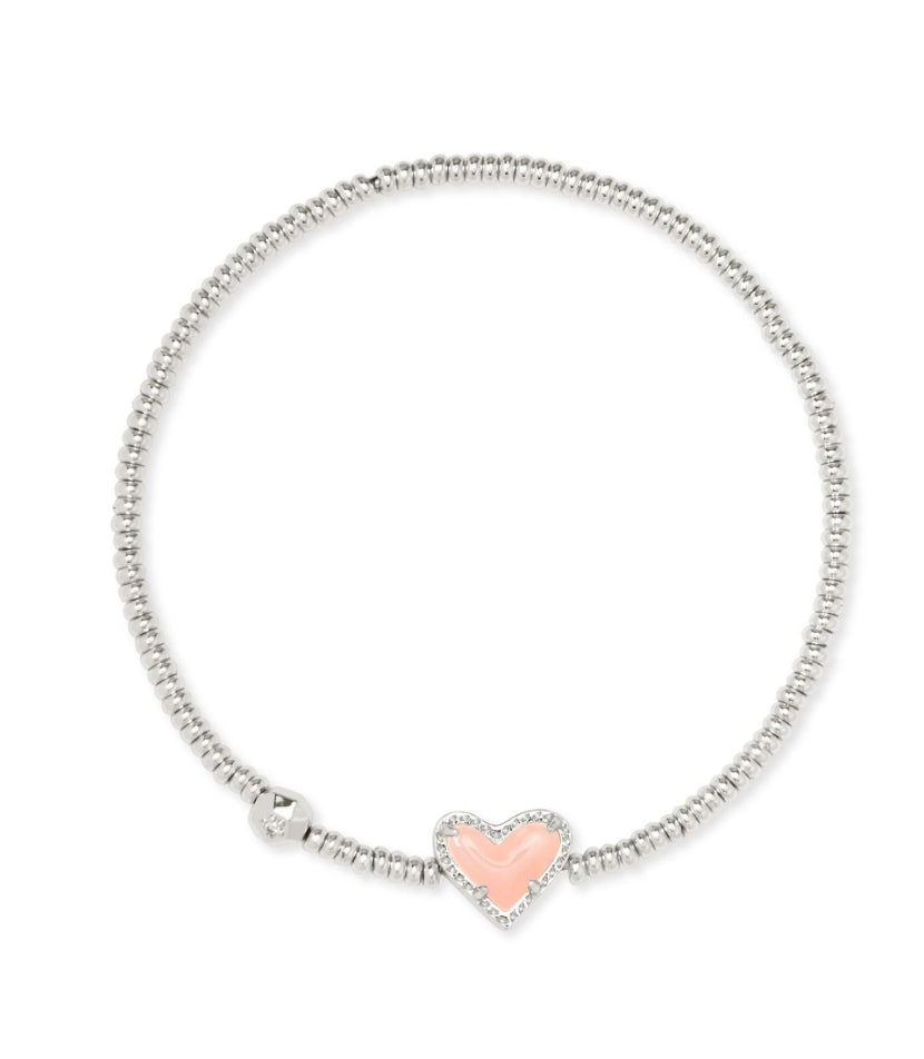ARI HEART STRETCH BRACELET -  ROSE QUARTZ