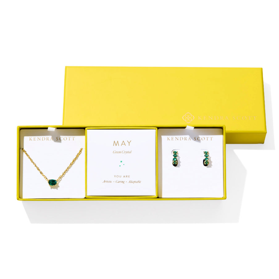 CALIN BIRTHSTONE GIFT SET GOLD TONE GREEN CRYSTAL - KENDRA SCOTT