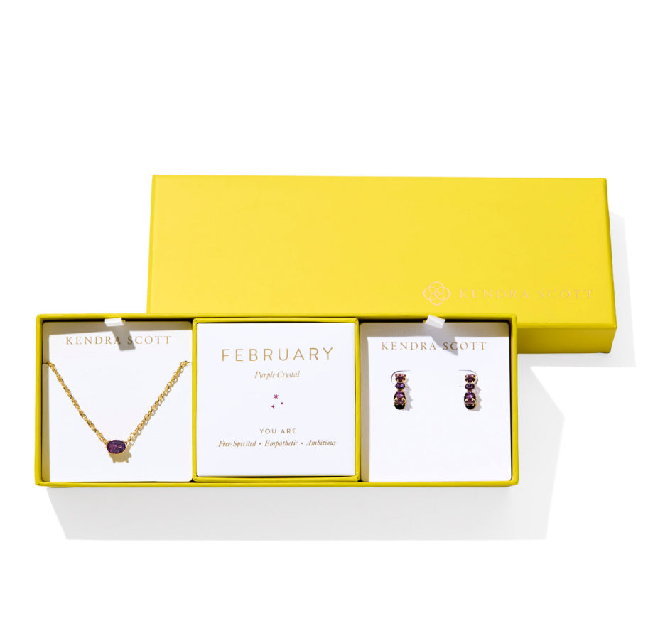 CALIN BIRTHSTONE GIFT SET GOLD TONE PURPLE CRYSTAL - KENDRA SCOTT