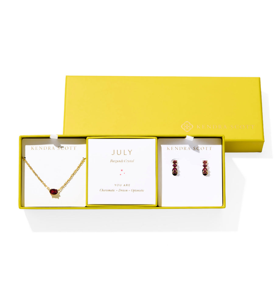 CALIN BIRTHSTONE GIFT SET GOLD TONE BURGUNDY CRYSTAL - KENDRA SCOTT